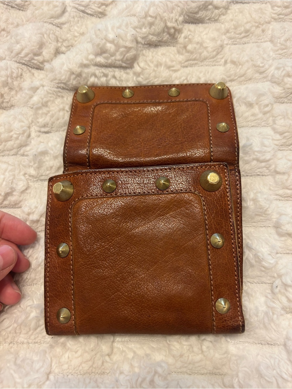 Chloe Paddington Vintage Studded Leather Bifold Wallet Cognac Brass with COA - Picture 5 of 16